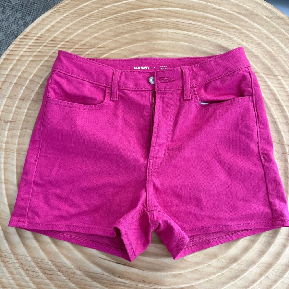 Old Navy Hot Pink High-Waist Stretch Cotton Shorts
